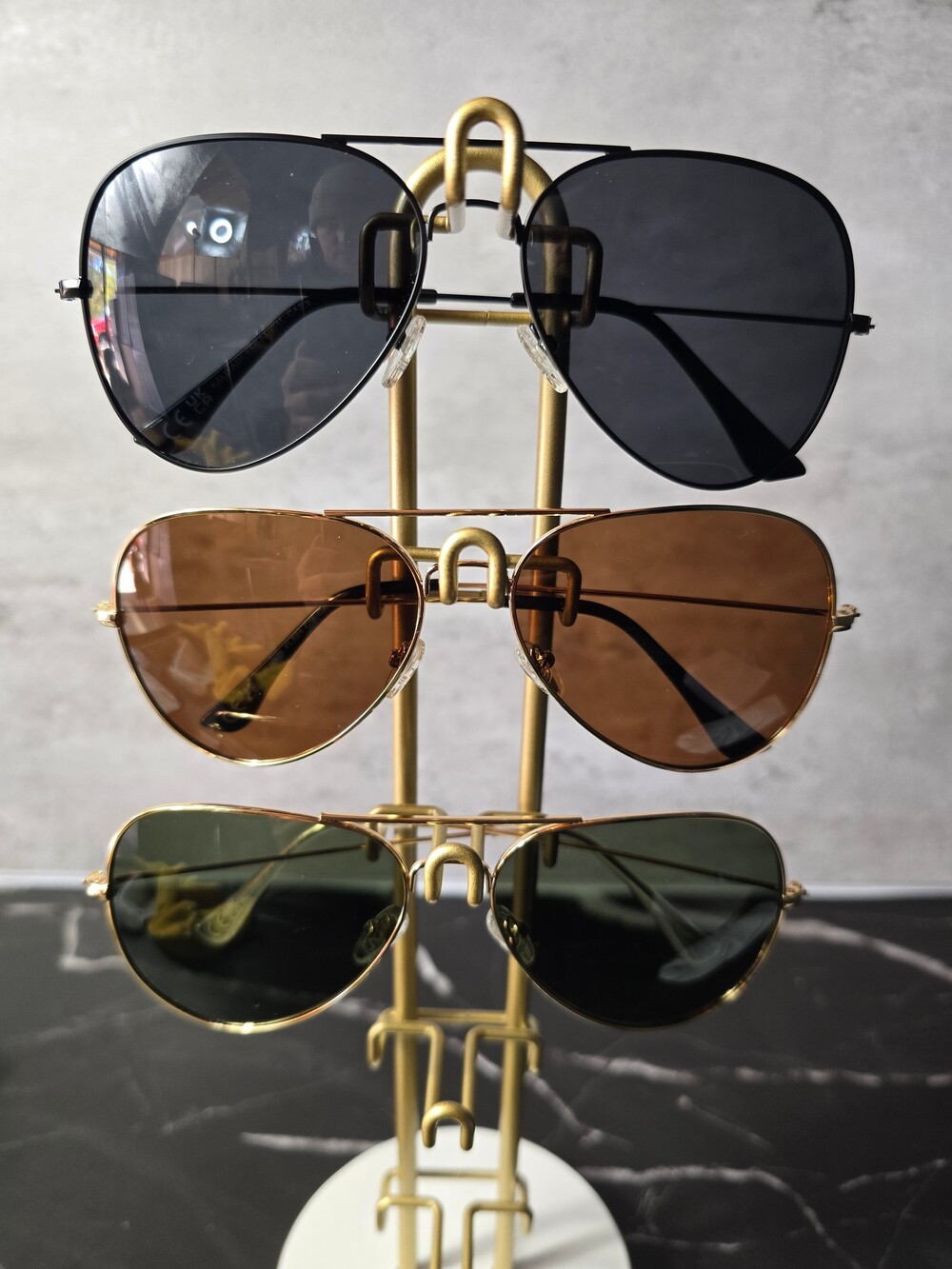 KALIYADI Aviator Sunglasses Metal Frame Black Brown Green Lens Set